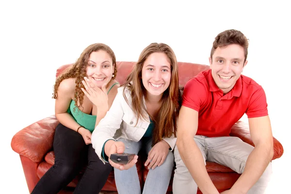 Friends sitting on a couch — Stock Photo, Image