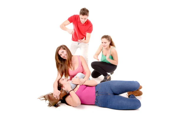 Teenagers bullying a girl — Stock Photo, Image