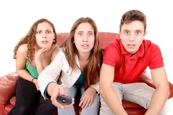 Friends sitting on a couch — Stock Photo, Image