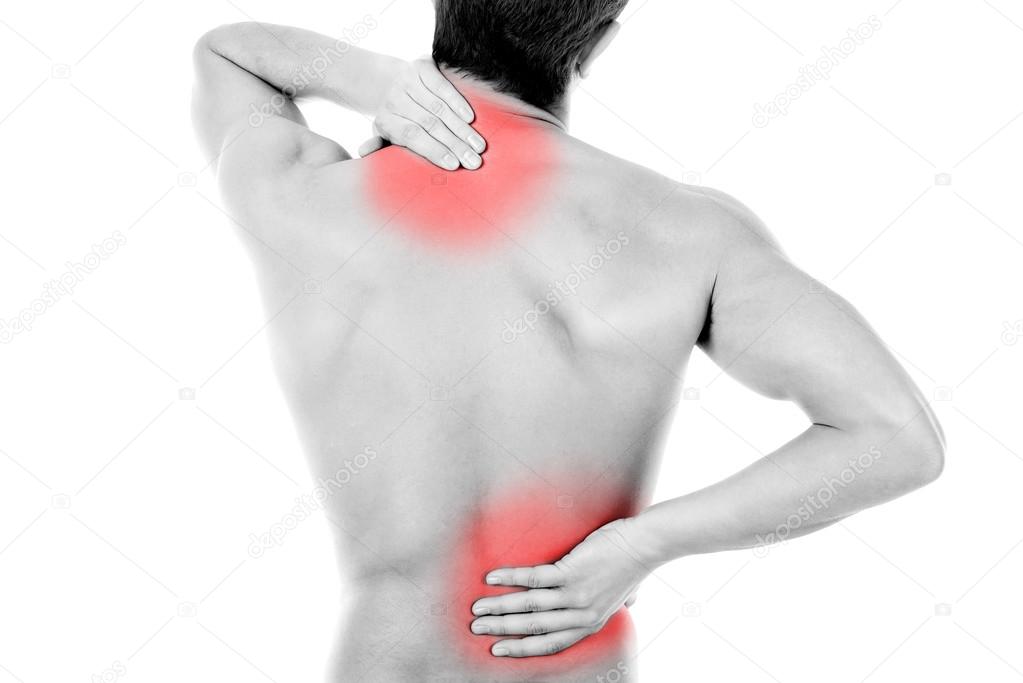 Young man with back pain