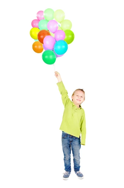 Mały chłopiec bawiący się balonami — Zdjęcie stockowe