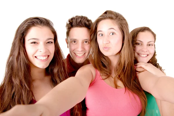 Friends taking selfies Royalty Free Stock Images