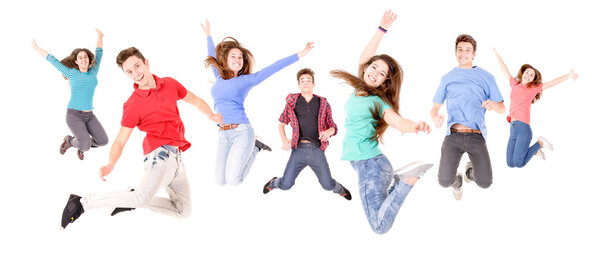 Attractive  teenagers jumping