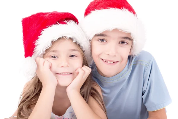 Små barn vid jul — Stockfoto