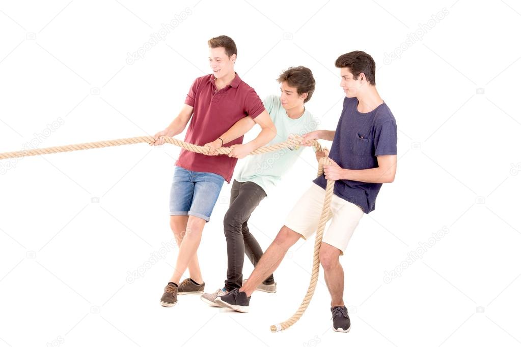 teens playing rope game