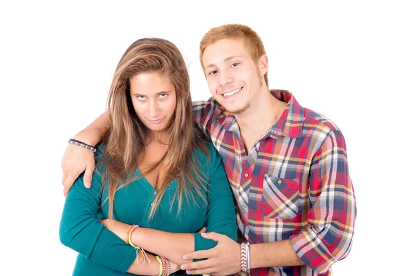 Teenage couple isolated in whi — Stock Photo, Image