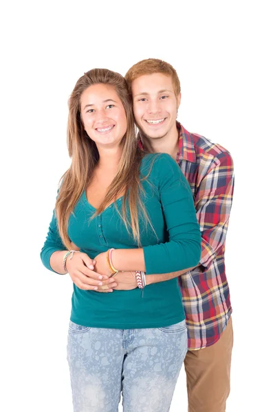 Adolescent couple isolé dans whi — Photo