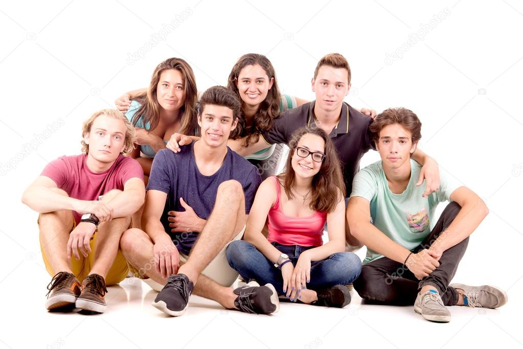 group of teenagers posing