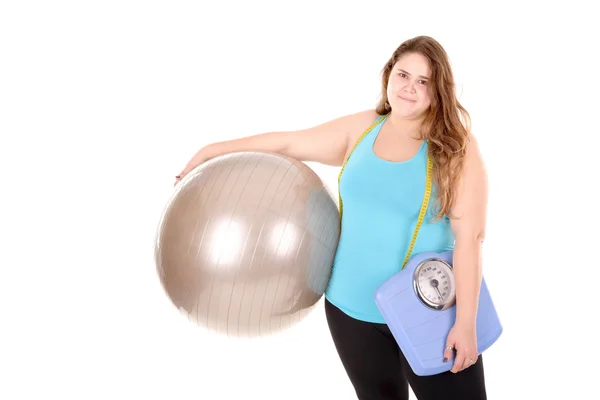 Fitness fat girl — Stock Photo, Image