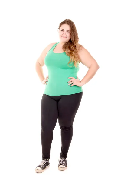 Fitness fat girl — Stock Photo, Image