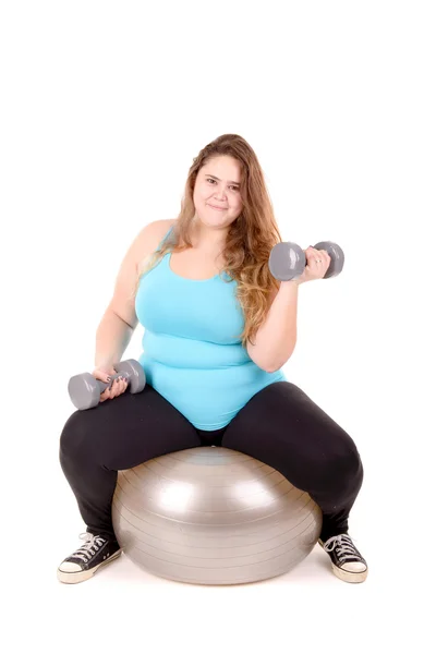 Fitness fat girl — Stock Image Fitness fat girl Royalty Free Stock Images