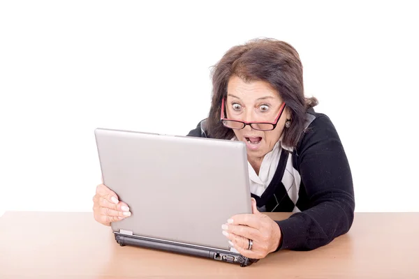 Lady at the computer — Stock Photo, Image