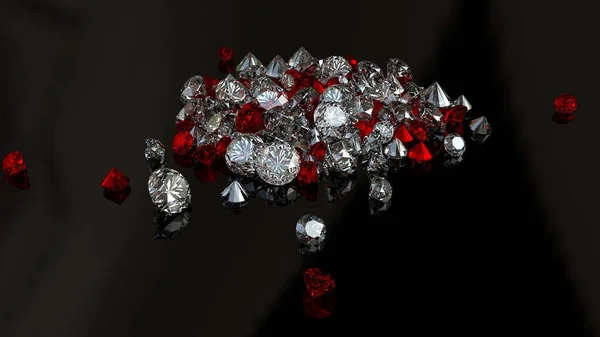 Colocador Resplandeciente Abstracto Diamantes Una Superficie Reflectante Ligera Renderizado — Foto de Stock