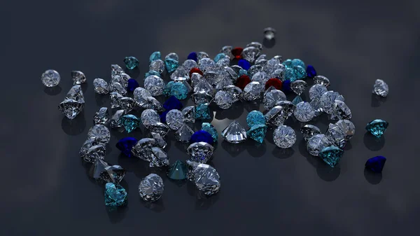 Placer Espumante Colorido Bonito Dos Diamantes Uma Superfície Reflexiva Clara Fotos De Bancos De Imagens