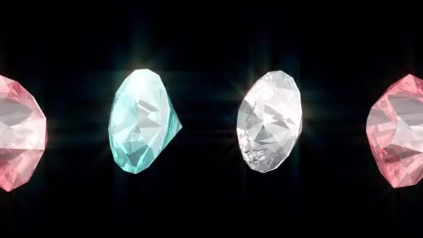 Błyszczące Kolorowe Diamenty Pętli Kolorowe Diamenty Rozdzielczości Motion Przejrzystości Zawarte — Wideo stockowe