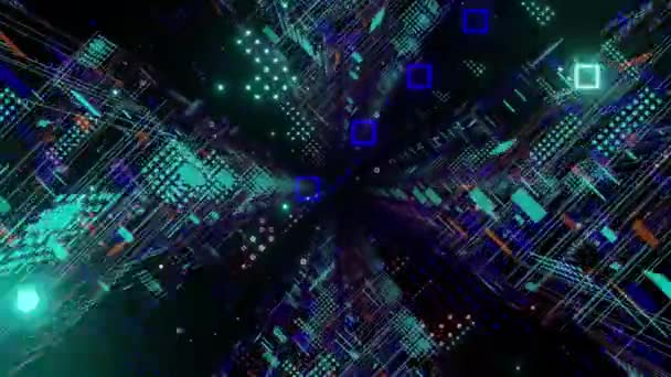 通过抽象Sci Fi未来隧道环路 — 图库视频影像