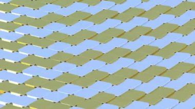 3D Görünüm Soyut Altın ve Gümüş Dalga Hareketi Arkaplanı. Etkinliğiniz, konseriniz, başlığınız, sunumunuz, siteniz, DVD 'niz, müzik videolarınız, video sanatınız, tatil gösteriniz, partiniz için döngüsüz görüntüler.