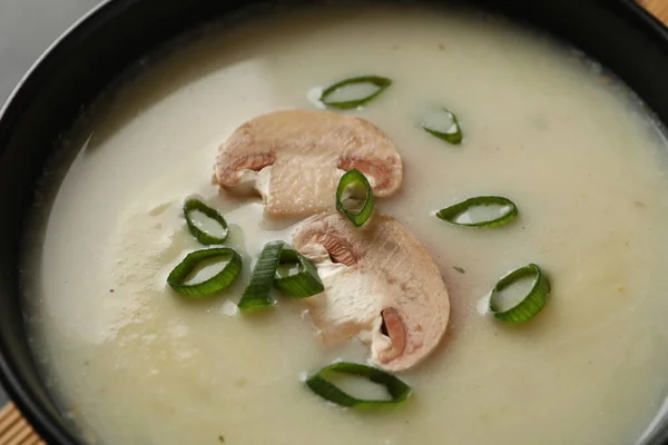 Bowl Tasty Mushroom Soup Champignons Close — Stock Photo, Image