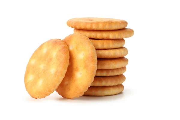 Lekkere Cracker Koekjes Geïsoleerd Witte Achtergrond — Stockfoto