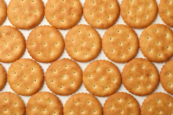 Vlak Gelegd Met Cracker Koekjes Witte Achtergrond — Stockfoto