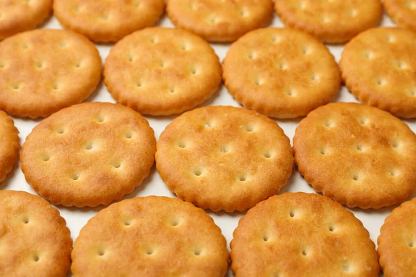 Vlak Gelegd Met Cracker Koekjes Witte Achtergrond — Stockfoto
