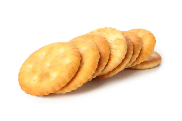 Lekkere Cracker Koekjes Geïsoleerd Witte Achtergrond — Stockfoto
