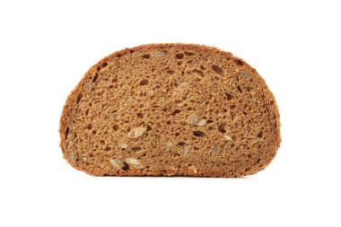 Beyaz arkaplanda izole edilmiş çavdar ekmeği dilimi