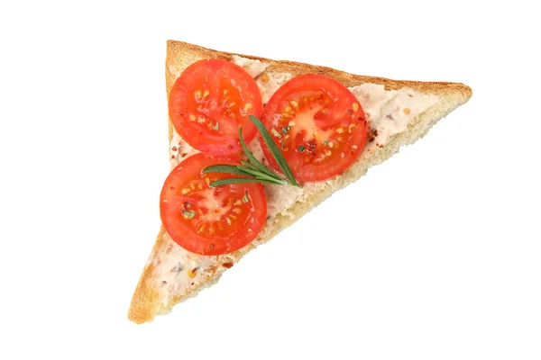 Toast Mit Tomate Isoliert Auf Weißem Hintergrund — Stockfoto