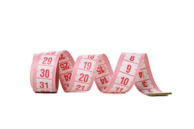 Beyaz arkaplanda izole edilmiş şerit ölçülüyor, kapat