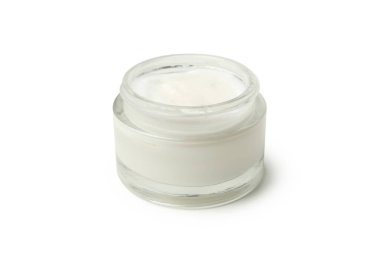 Beyaz arkaplanda izole edilmiş kozmetik krem kavanozu