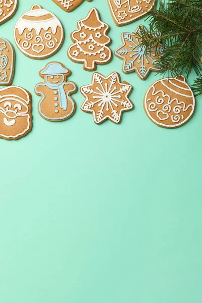 Tasty Christmas Cookie Mint Background Space Text — Stock Photo, Image