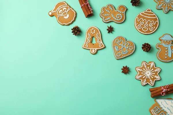 Tasty Christmas Cookie Mint Background Space Text — Stock Photo, Image