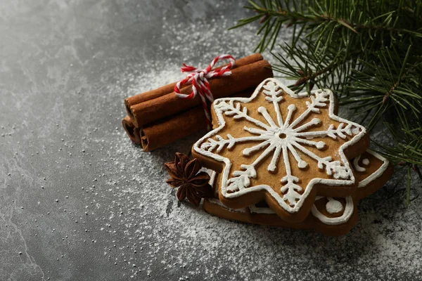 Biscoitos Natal Saborosos Mesa Escura Close — Fotografia de Stock