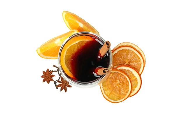 Glass Mulled Wine Isolated White Background — Stock Photo, Image