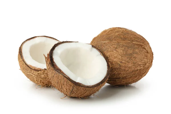 Čerstvé Chutné Kokos Izolované Bílém Pozadí — Stock fotografie
