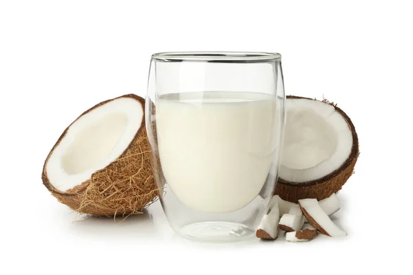 Coconut Glass Coconut Milk Isolated White Background — Stock Photo, Image