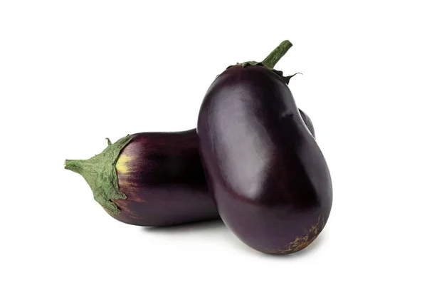 Fresh Raw Eggplants Isolated White Background — Stock Photo, Image