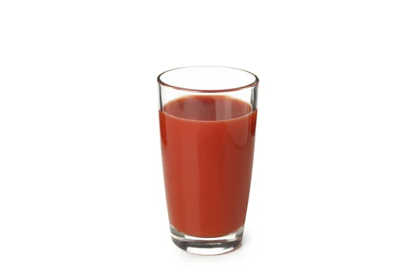 Glas Tomat Juice Isolerad Vit Bakgrund — Stockfoto