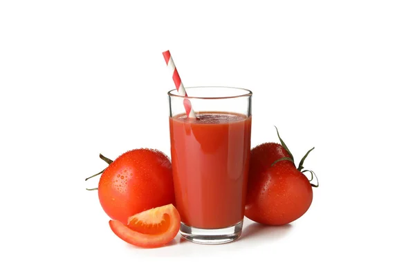 Glass Tomato Juice Tomatoes Isolated White Background — Stock Photo, Image