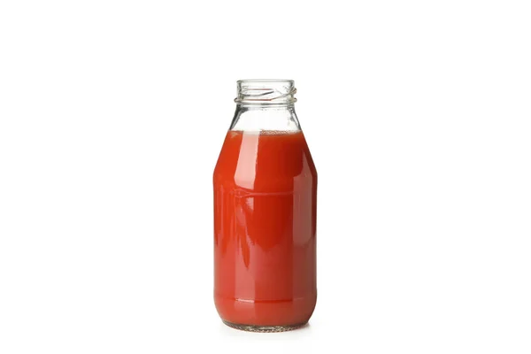 Flaska Tomatjuice Isolerad Vit Bakgrund — Stockfoto