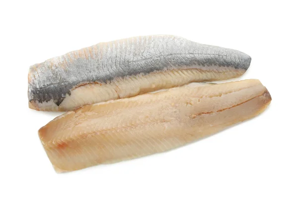 Fette Pesce Aringa Fresco Isolato Sfondo Bianco — Foto Stock