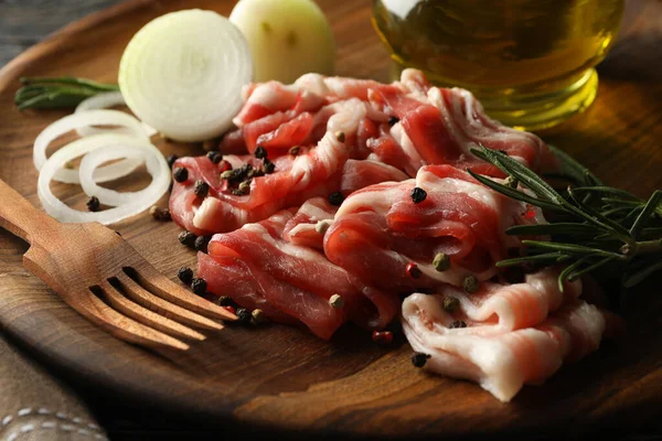 Concetto Spuntino Saporito Con Pancetta Sfondo Legno — Foto Stock