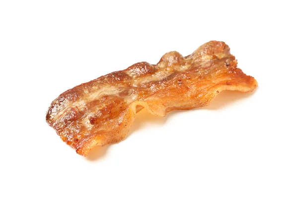 Bacon Frito Saboroso Isolado Fundo Branco — Fotografia de Stock
