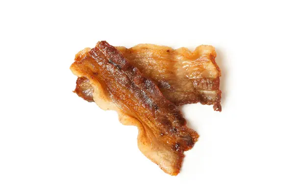 Savoureux Bacon Frit Isolé Sur Fond Blanc — Photo