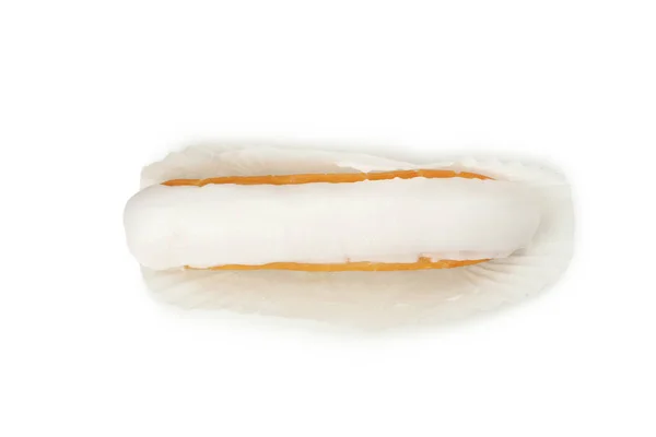 Deliziosa Eclair Con Crema Pasticcera Isolata Sfondo Bianco — Foto Stock