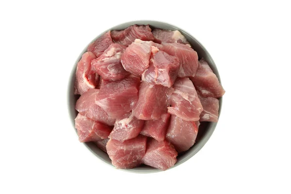 Miska Surowego Mięsa Izolowane Białym Tle — Zdjęcie stockowe