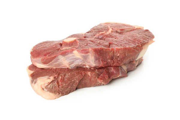 Fresh Raw Steak Meat Isolated White Background Stock Image