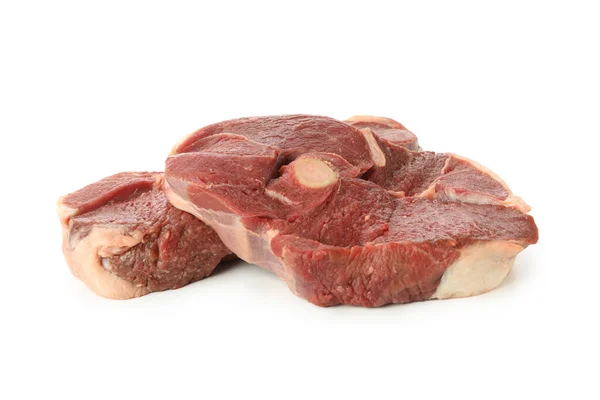 Färskt Rått Kött Biff Isolerat Vit Bakgrund — Stockfoto