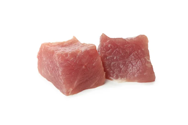 Rauw Vlees Gesneden Geïsoleerd Witte Achtergrond — Stockfoto
