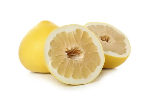 Ripe Pomelo Fruit Geïsoleerd Witte Achtergrond — Stockfoto